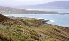 IRELAND-US-TOURISM-CULTURE-THE BANSHEES OF INISHERIN-FILM<br>A picture taken on January 31, 2023 shows the coast of Achill Island, which is a filming location of the film "The Banshees of Inisherin", off the west coast of Ireland. - Among those whom he thanked by receiving a Golden Globe for his role in "The Banshees of Inisherin", Colin Farrell cited the inhabitants of Achill Island and Inis Mor, Irish islands who already benefit from the exposure offered by the movie. (Photo by Paul Faith / AFP) (Photo by PAUL FAITH/AFP via Getty Images)