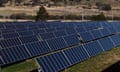 Solar panels are seen at solar farm on the northern outskirts of Canberra