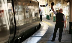 A train is dispatched on the west coast mainline