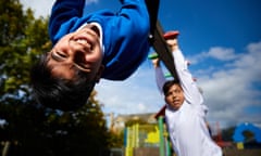 Children playing during lunch time at Feversham primary academy in Bradford, West Yorkshire.