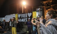 Supporters of the jailed activist, James Brown, outside Wandsworth prison