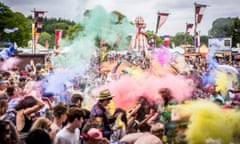 Mass paint fight at Eden Festival in Dumfries and Galloway