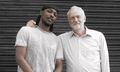 Man do care... JME poses with Jeremy Corbyn.