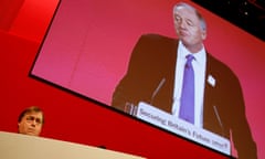 John Prescott listens to Ken Livingstone at the Labour party conference in 2005