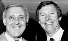 Jim McLean Dundee United manager with Alex Ferguson Aberdeen Manager circa 1985. (Photo by Eric Craig/Mirrorpix/Getty Images)