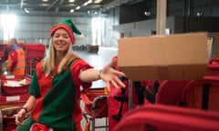 A Royal Mail temp workers processes mail at the sorting office in Llantrisant, South Wales