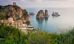 Tonnara di Scopello [ old Tuna processing factory ] home writer Gavin Maxwell in 1950's. Scopello Castellammare Del Golfo<br>E64A95 Tonnara di Scopello [ old Tuna processing factory ] home writer Gavin Maxwell in 1950's. Scopello Castellammare Del Golfo