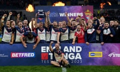 England v Tonga - International Test Series - Headingley Stadium<br>England's players celebrate winning the series against Tonga 3-0 after the International Test Series match at Headingley Stadium, Leeds. Picture date: Saturday November 4, 2023. PA Photo. See PA story RUGBYL England. Photo credit should read: Martin Rickett/PA Wire. RESTRICTIONS: Use subject to restrictions. Editorial use only, no commercial use without prior consent from rights holder.