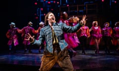 Mark Uhre as Nick Bottom with members of the company in Something Rotten!. Stratford Festival 2024. Photo: Ann Baggley.