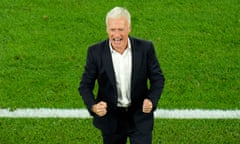 France head coach Didier Deschamps celebrates after a Group D match between Austria and France at the Euro 2024 soccer tournament in Duesseldorf, Germany, Monday, June 17, 2024. (AP Photo/Hassan Ammar)