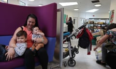 Sheenika Webb-Rainsby and her sons at the ‘people’s pantry’ in King’s Cross, London.