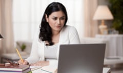 Woman studying on laptop