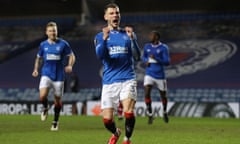 Borna Barisic celebrates his penalty against Antwerp