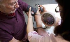 a patient receives a blood pressure test