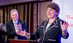 Peter Robinson  applauds Arlene Foster’s election as DUP leader in December 2015. On Monday she also replaced him as first minister.