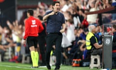 Andoni Iraola celebrates Rayo Vallecano’s opening goal in April’s 2-1 home win against Barcelona.