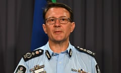 Commissioner of the Australian Federal Police (AFP) Reece Kershaw speaks to the media on the Bondi Junction stabbings, during a press conference in Canberra, Saturday, April 13, 2024. Five people were killed in a mass stabbing at the Sydney shopping centre with the stabber shot dead. (AAP Image/Lukas Coch) NO ARCHIVING