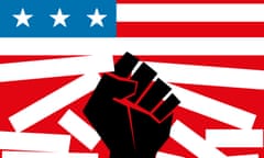illustration: black power fist and US flag