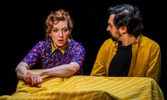 Katherine Parkinson (Viv) and Tom Kanji (Kenny)  in Shoe Lady at the Royal Court theatre, London