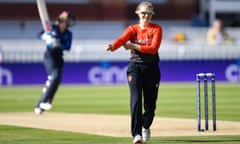 Charlie Dean of Southern Vipers smiles after she jokingly pretended to run out Northern Diamonds’ Linsey Smith at the non strikers end on Sunday.