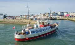 Yorkshire Belle enters Bridlington Harbour, in east Yorkshire, UK.