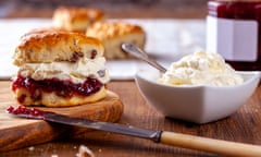 Scones with jam and clotted cream.