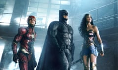 Ezra Miller, Ben Affleck and Gal Gadot in Justice League.