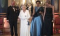 The Queen Elizabeth is joined by Prince Charles, Baroness Scotland and Theresa May in Buckingham Palace.