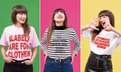 Leah Harper wearing different T-shirts with slogans