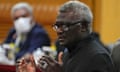 Solomon Islands Prime Minister Manasseh Sogavare speaks during a bilateral meeting with his Chinese counterpart in July 2023