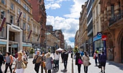 Shops on Buchanan Street in the city centre, Glasgow, Scotland, UK<br>C62DN7 Shops on Buchanan Street in the city centre, Glasgow, Scotland, UK