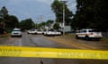 Police investigate outside the home of the mother of the alleged parade attacker in Highland Park, Illinois. 