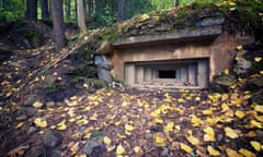 View of old bunker in forest during autumn<br>GettyImages-1143343660