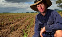 Burdekin cane grower Aaron Linton with a newly planted crop.