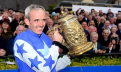 Ruby Walsh posing with the Punchestown Gold Cup after announcing his retirement.
