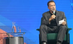 Arnold Schwarzenegger speaks during the environmental conference called ‘Austrian World Summit’ in Vienna on Tuesday.