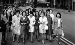 Women workers from the Ford Plant in Halewood, Liverpool wait to enter the headquarters of the Transport and General Workers Union for a mass meeting June 1968