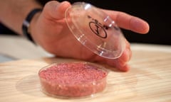 A burger made of synthetic beef