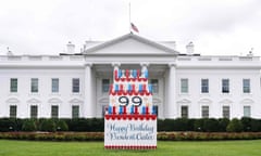 A sign wishing a happy birthday to former US President Jimmy Carter sits on the North Lawn of the White House.