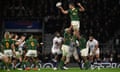 South Africa's Eben Etzebeth wins a lineout