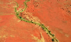 Aerial view of Henbury cattle station in Alice Springs, Australia.