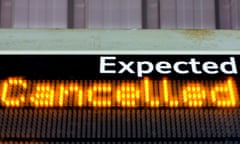Sign for cancelled trains.