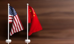 Model of American and Chinese flags