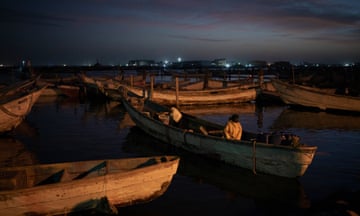 Fishing boats, or pirogues, at Mauritanian port