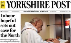 Yorkshire Post owner Johnston Press has written down the value of its local newspapers by £217m.
