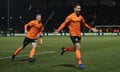 Barnet’s Dan Sparkes celebrates scoring his side’s third goal.