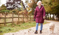 Woman walking a dog