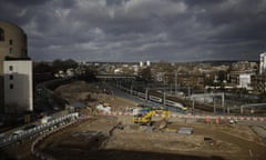 Construction workers at the HS2 site in Euston, London