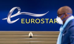 A passenger arrives at the Eurostar departure terminal at St Pancras station