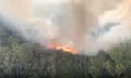 A supplied image obtained on Friday, December 4, 2020, of an aerial screen grab image of the K’gari (Fraser Island) fire captured on Wednesday, December 02, 2020. Tourists have been ordered to stay away from Queensland’s world heritage-listed Fraser Island as a massive bushfire continues to test firefighters. (AAP Image/Supplied by QFES) NO ARCHIVING, EDITORIAL USE ONLY